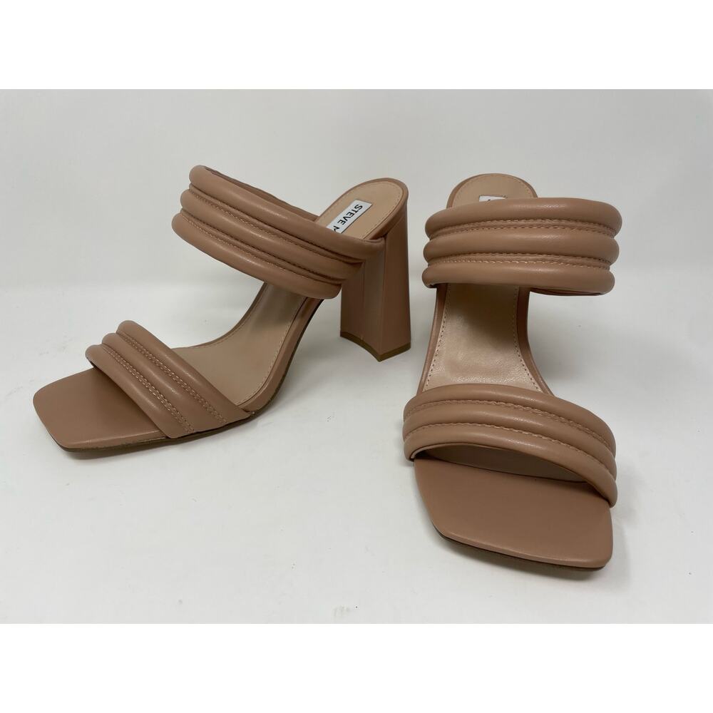 Steve Madden TAHINI Nude Heel Sandal Women's Puff Strap Square Toe‎ Size 10M
